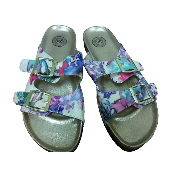 York Zhu Women Beach Sandals Summer Slides PU Flower Sandals Thong Flip-Flop 